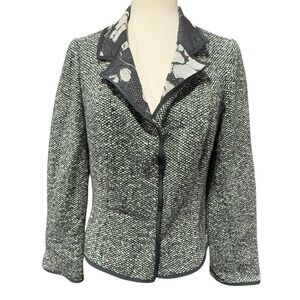 Garfield & Marks Tweed Floral Wool Blend Blazer Size 8 Career Artsy Corporte